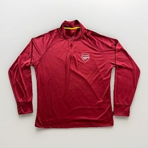 Arsenal 1/4 Zip Pullover Mens XL Red Lightweight Performance Jacket Gooner Logo